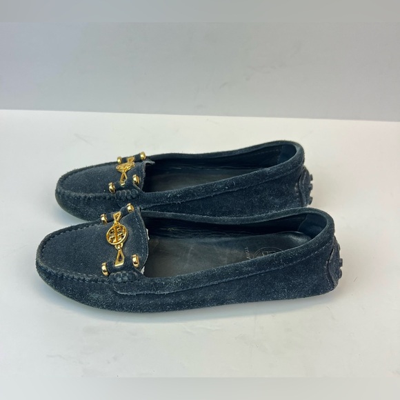 Tory Burch Navy Blue Suede Moccasins Driving Loafer Shoes Size 7M - Picture 2 of 8